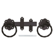 Powder Coated Gate Latch Black Twisted Ring Handle Round Tapered Set 6 Inch  